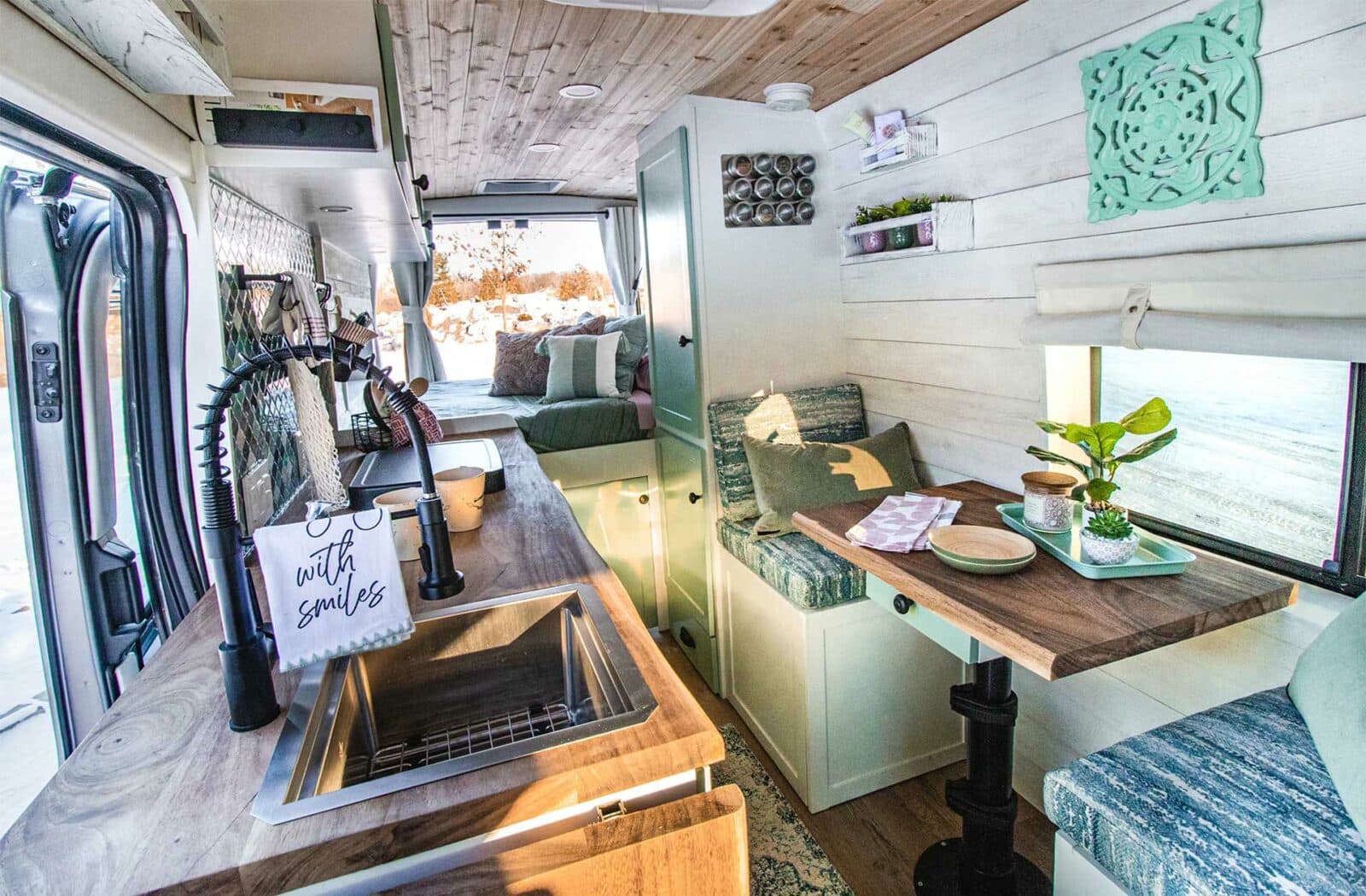 Interior shot of custom Wanderer model van by Drifter Vans